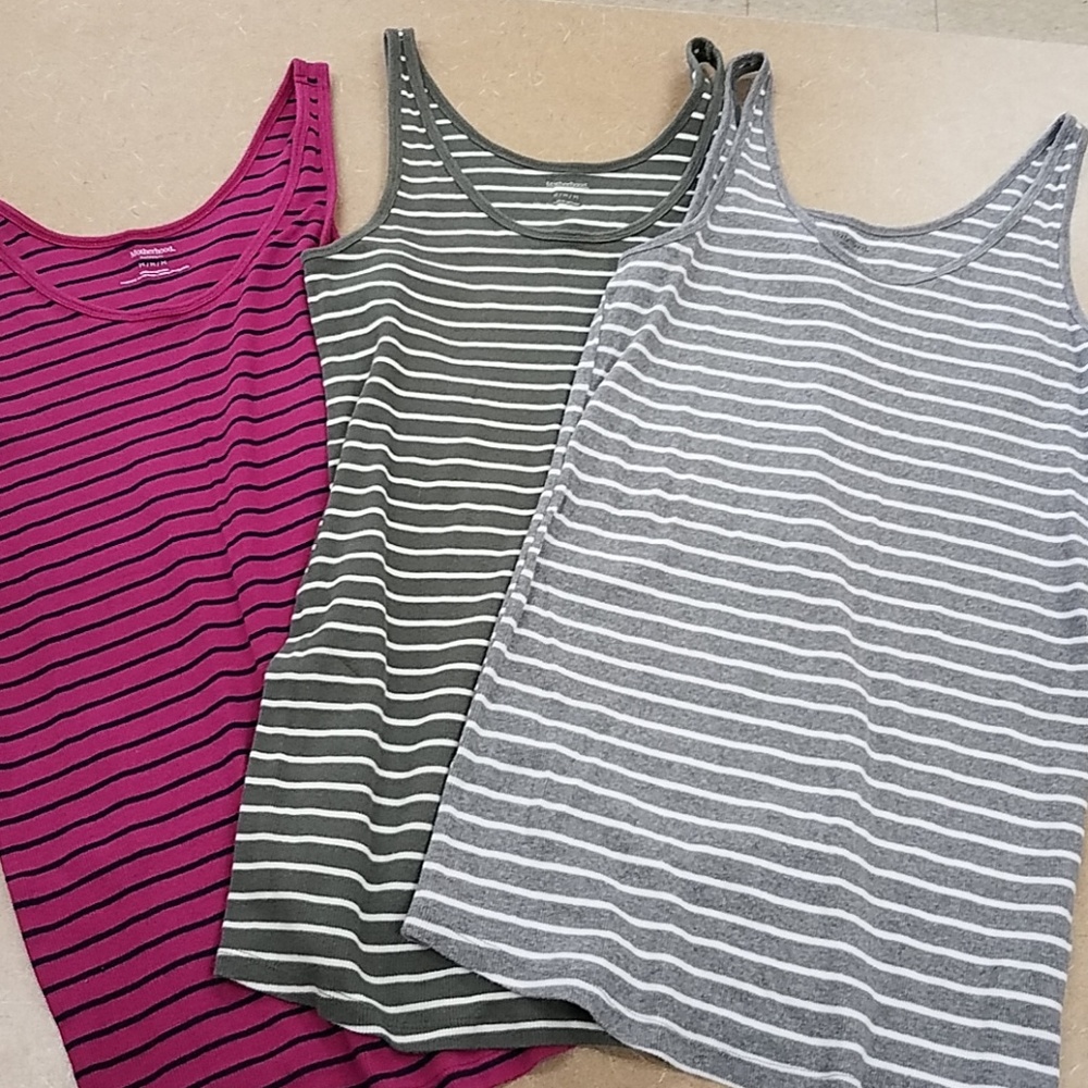 Motherhood maternity 3pc rib stripe tank tops